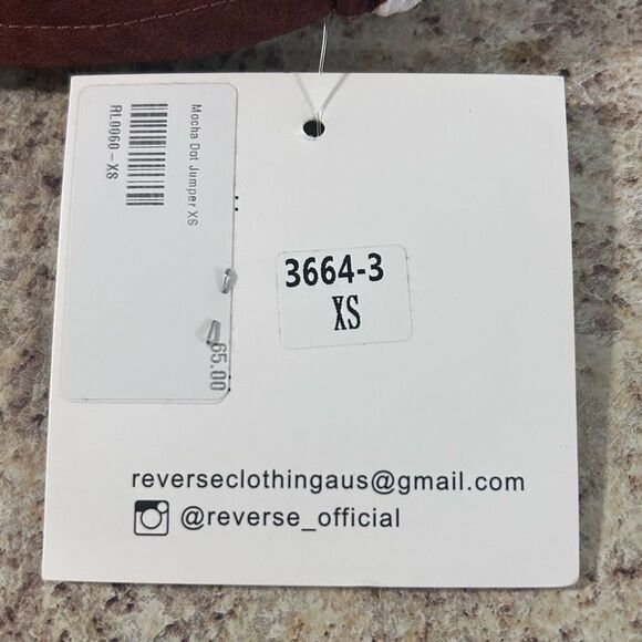 NWT Reverse Mocha White Polka Dot Jumper Size XS Adjustable Straps Patch Pockets - Picture 5 of 7